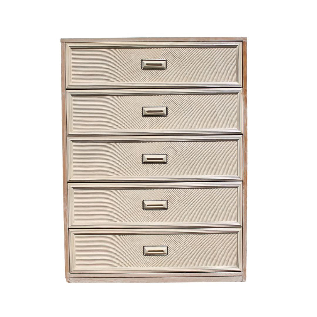 Henry Link pencil reed highboy dresser, unpainted