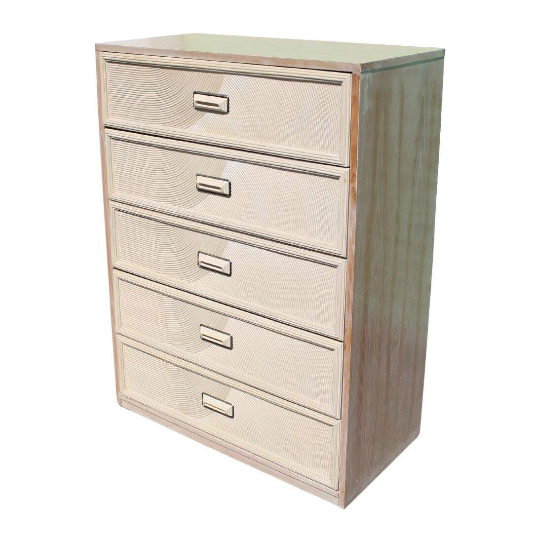 Henry Link pencil reed highboy dresser, unpainted