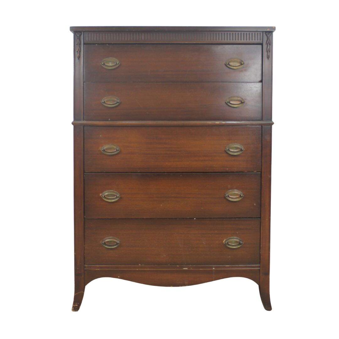 Highboy with mahogany veneer, unpainted