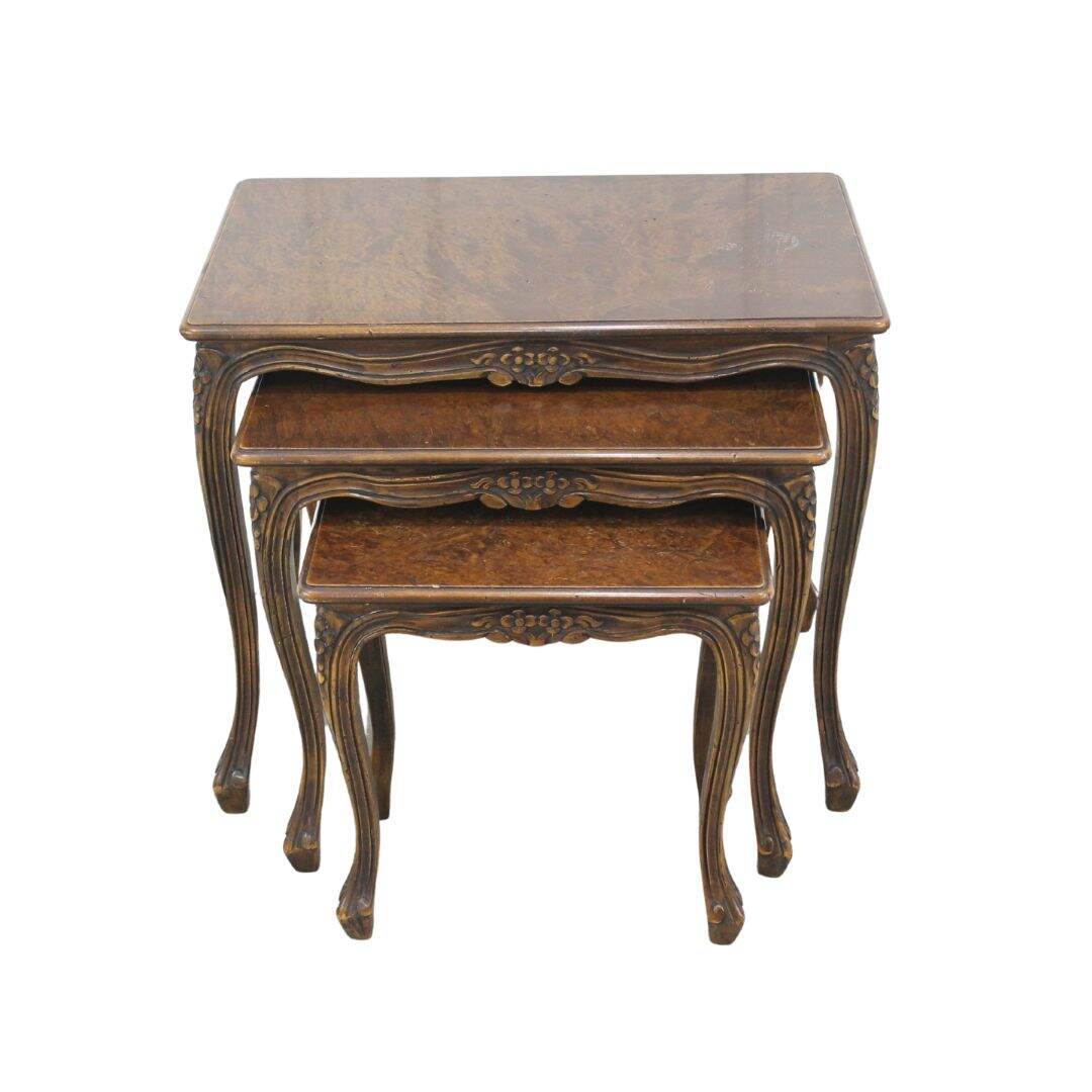 set of 3 Italian carved nesting tables