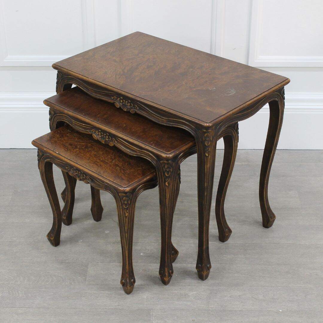 set of 3 Italian carved nesting tables