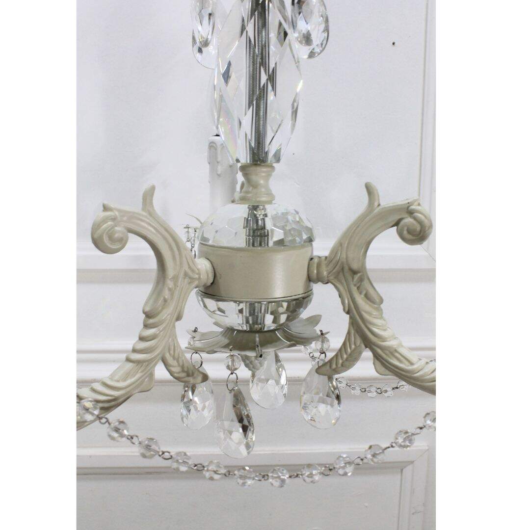 Ivory 3 arm-chandelier with crystals