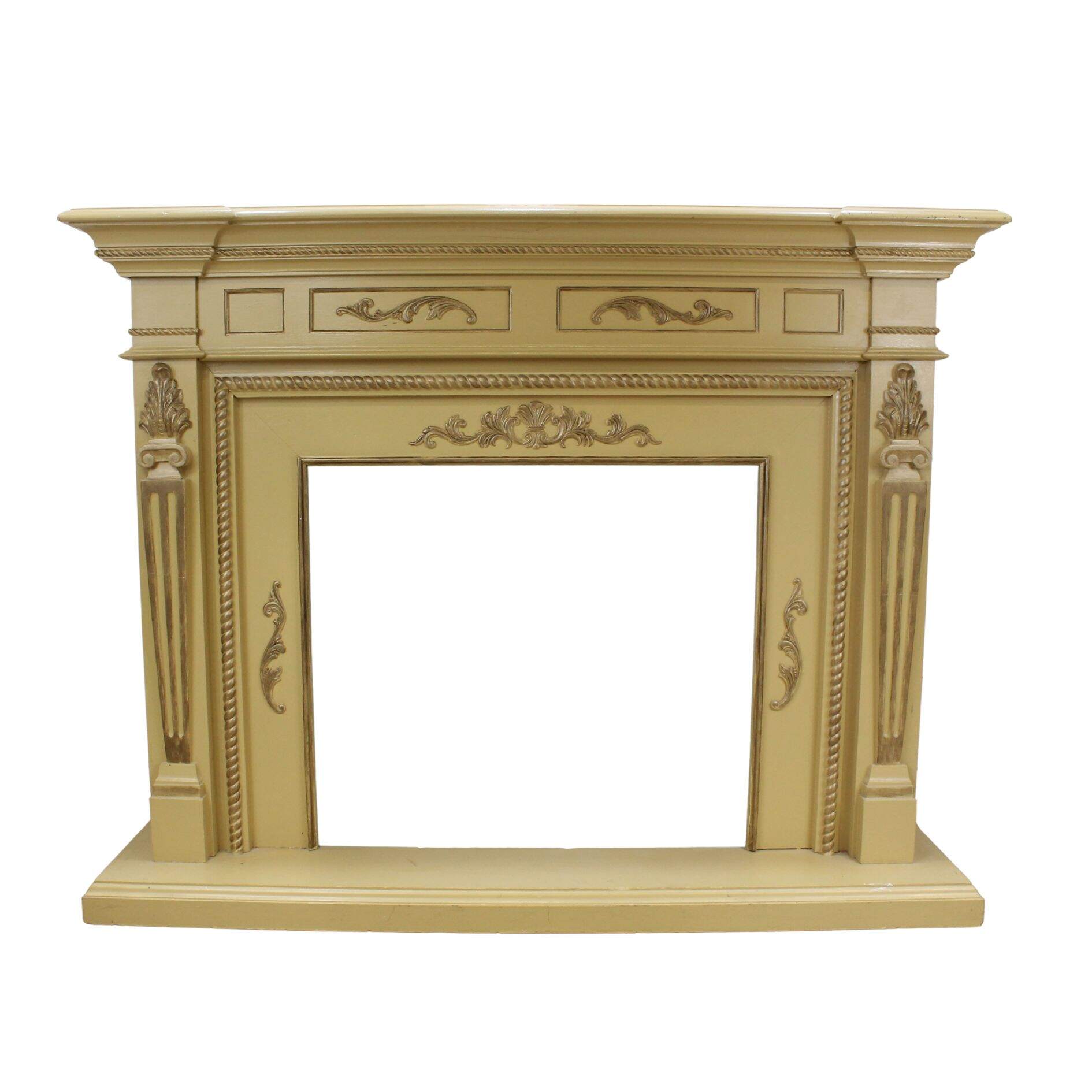 Large ornate fireplace mantel, unpainted