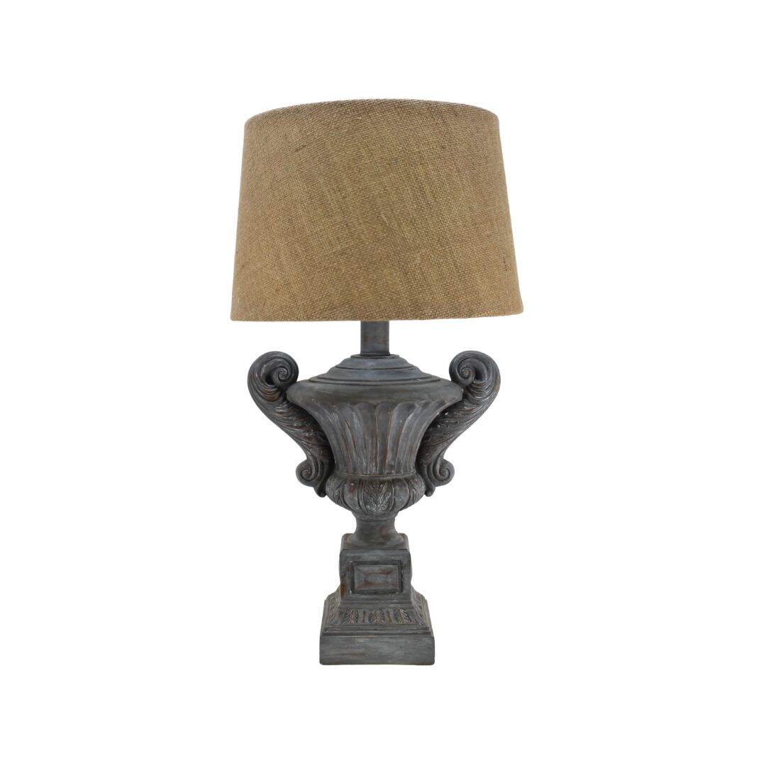 large grey urn shaped lamp