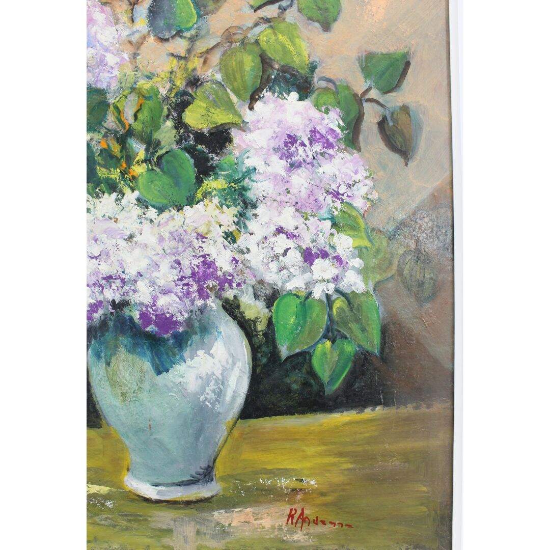 large lilacs in vase painting