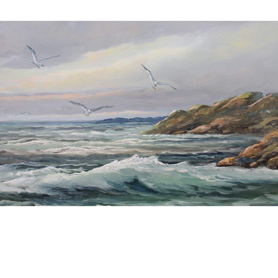 Large vintage seascape painting