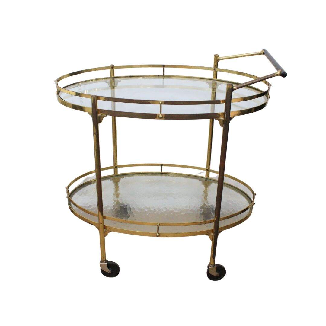 mid century oval bar cart