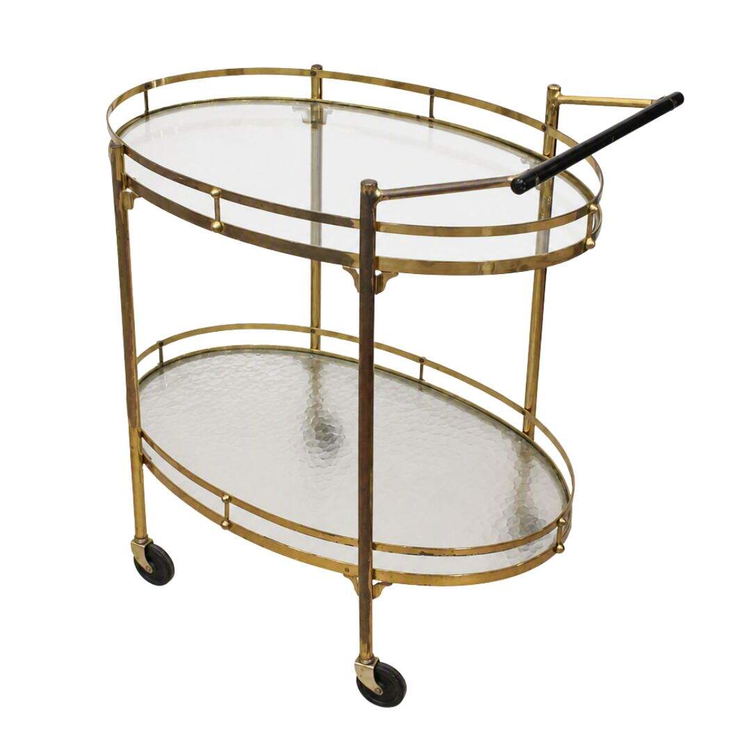 mid century oval bar cart