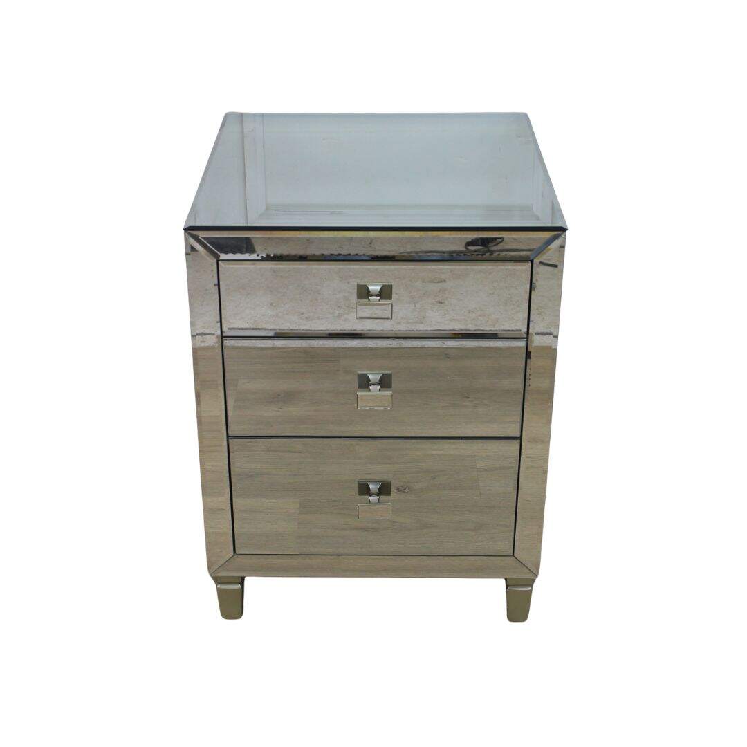 Mirrored 3 drawer nightstand
