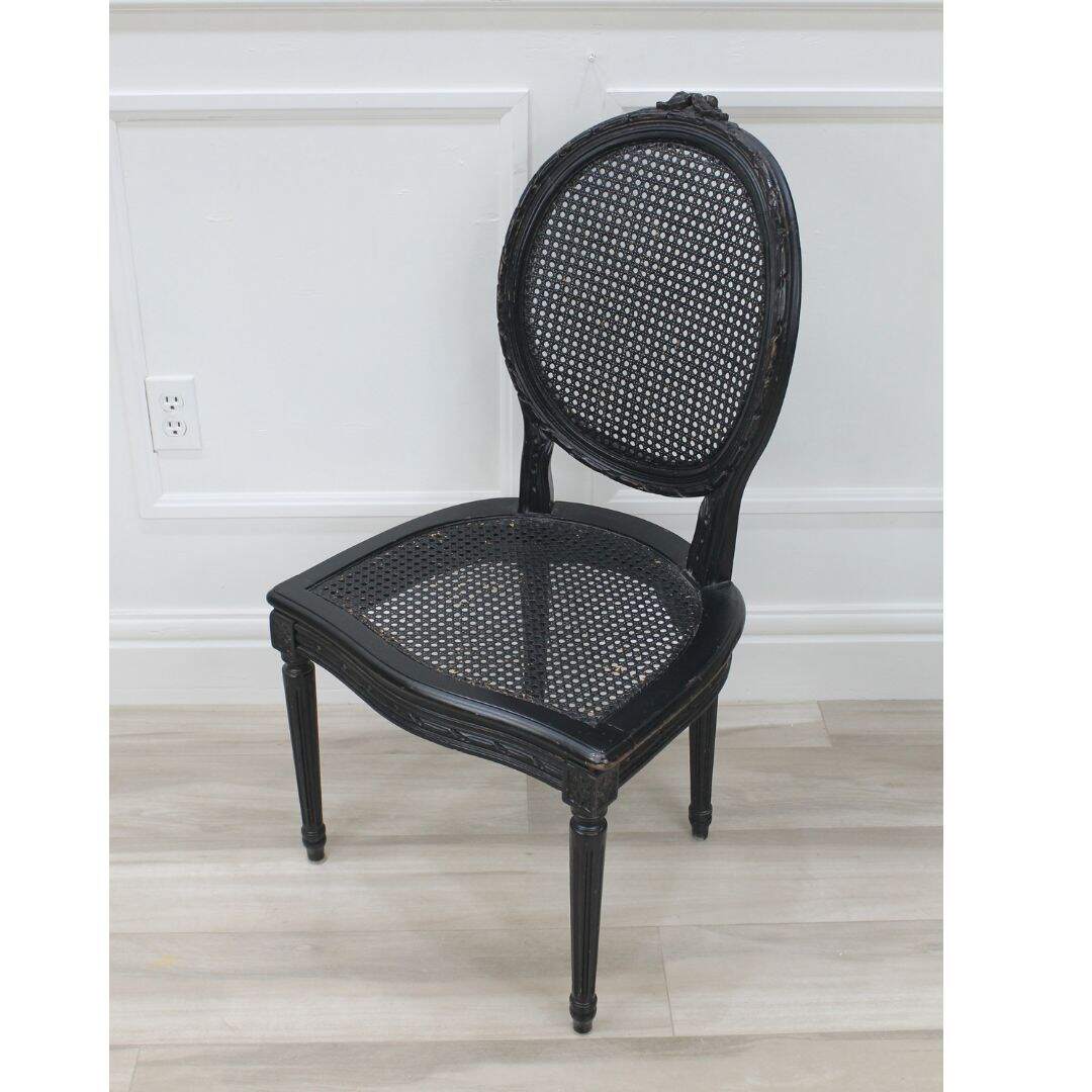 Oval caned back French chair, unpainted