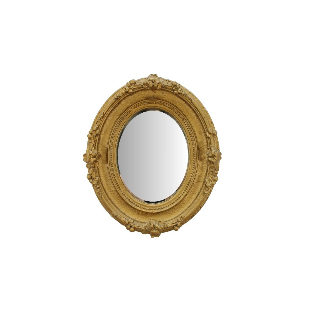 small oval mirror in antique frame