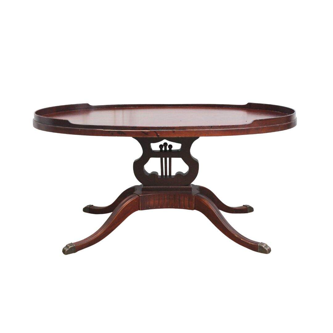 Oval lyre base coffee table
