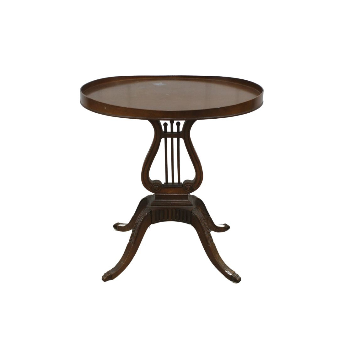 Oval lyre base side table