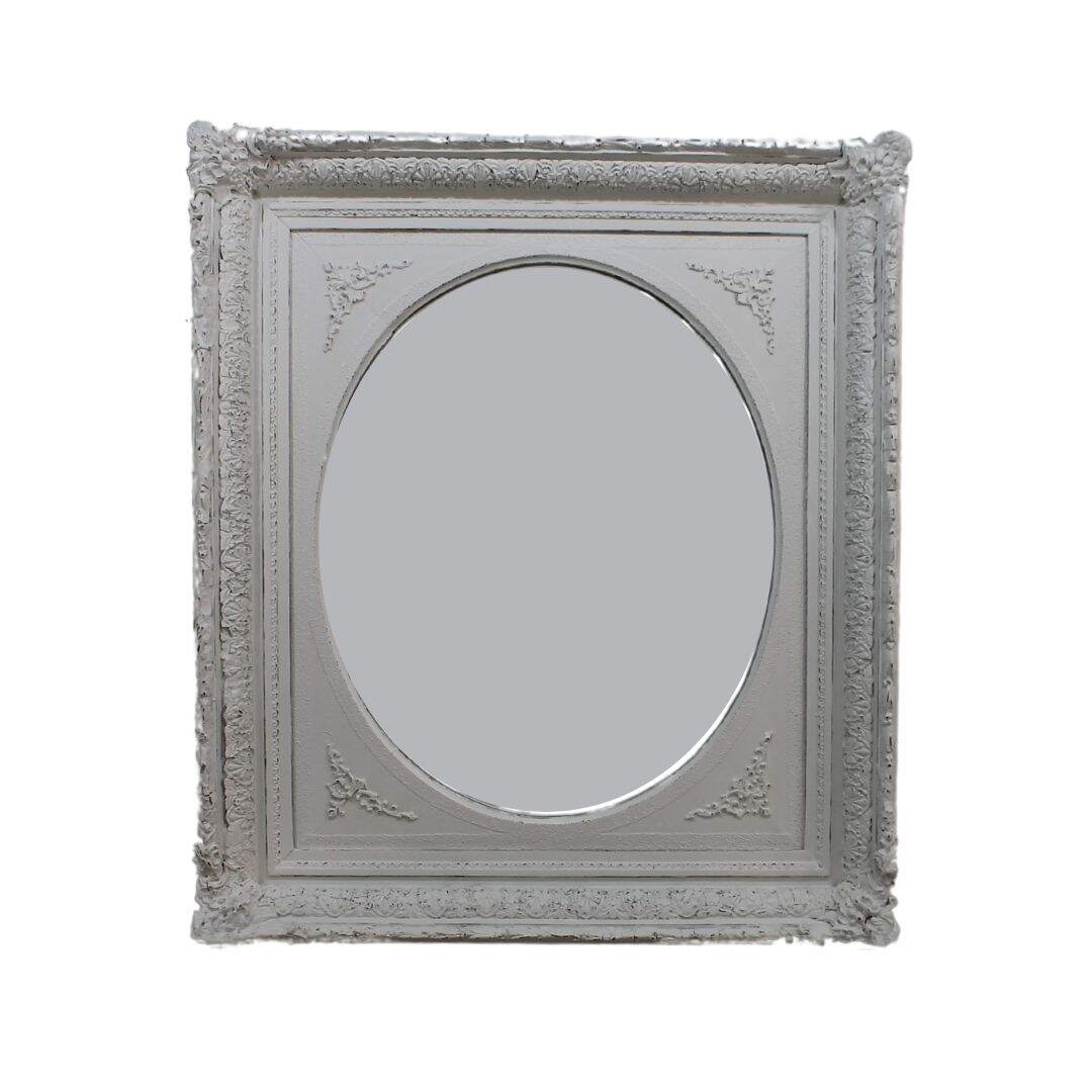Rectangular mirror with oval frame