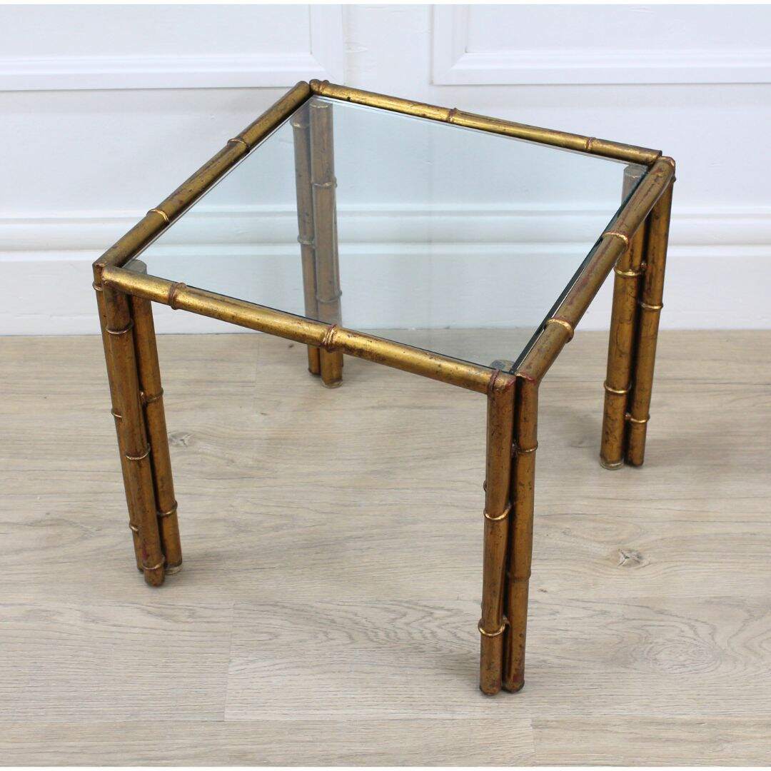 Pair of rare florentine faux bamboo side tables