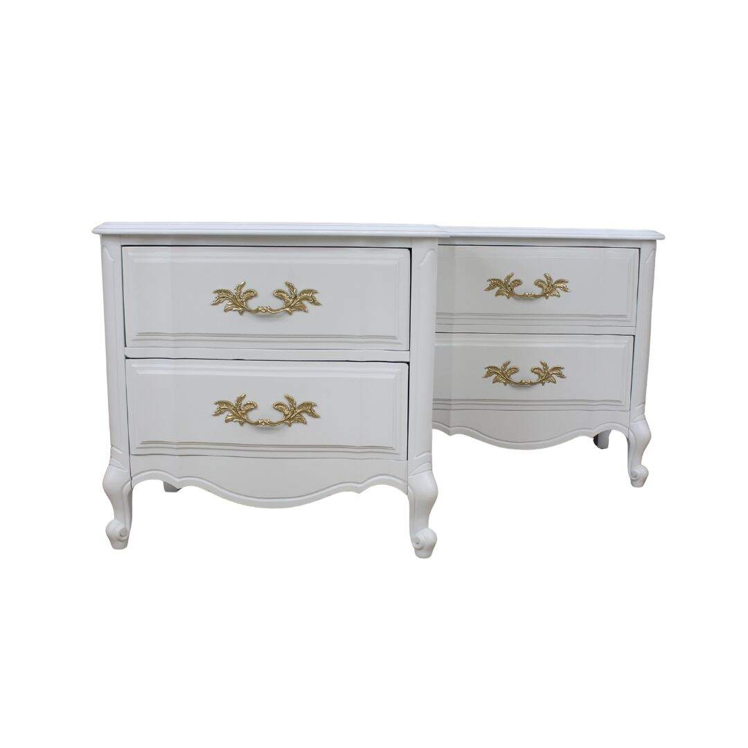 Pair of French provincial night tables with 2 drawers