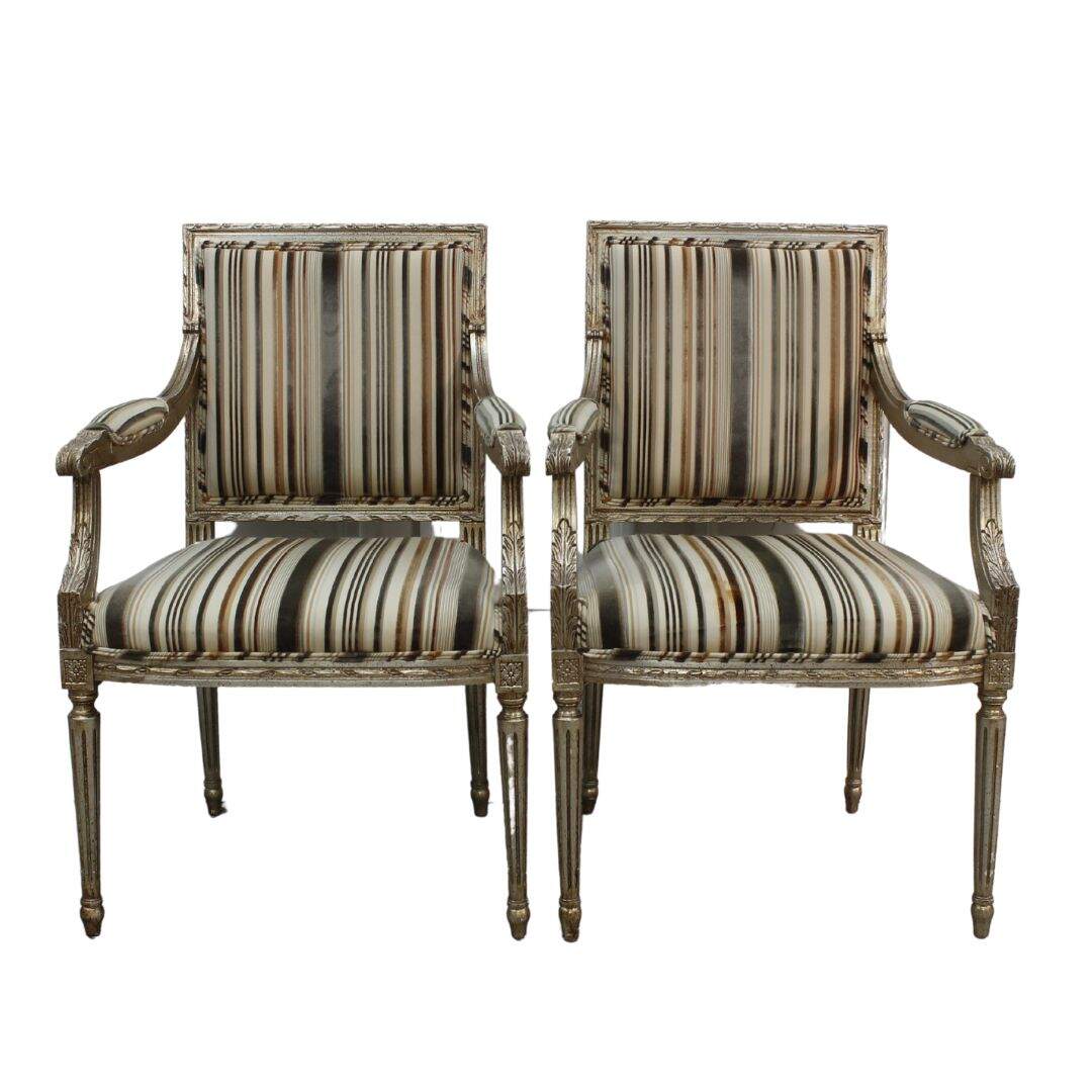 Pair of French style square back chairs