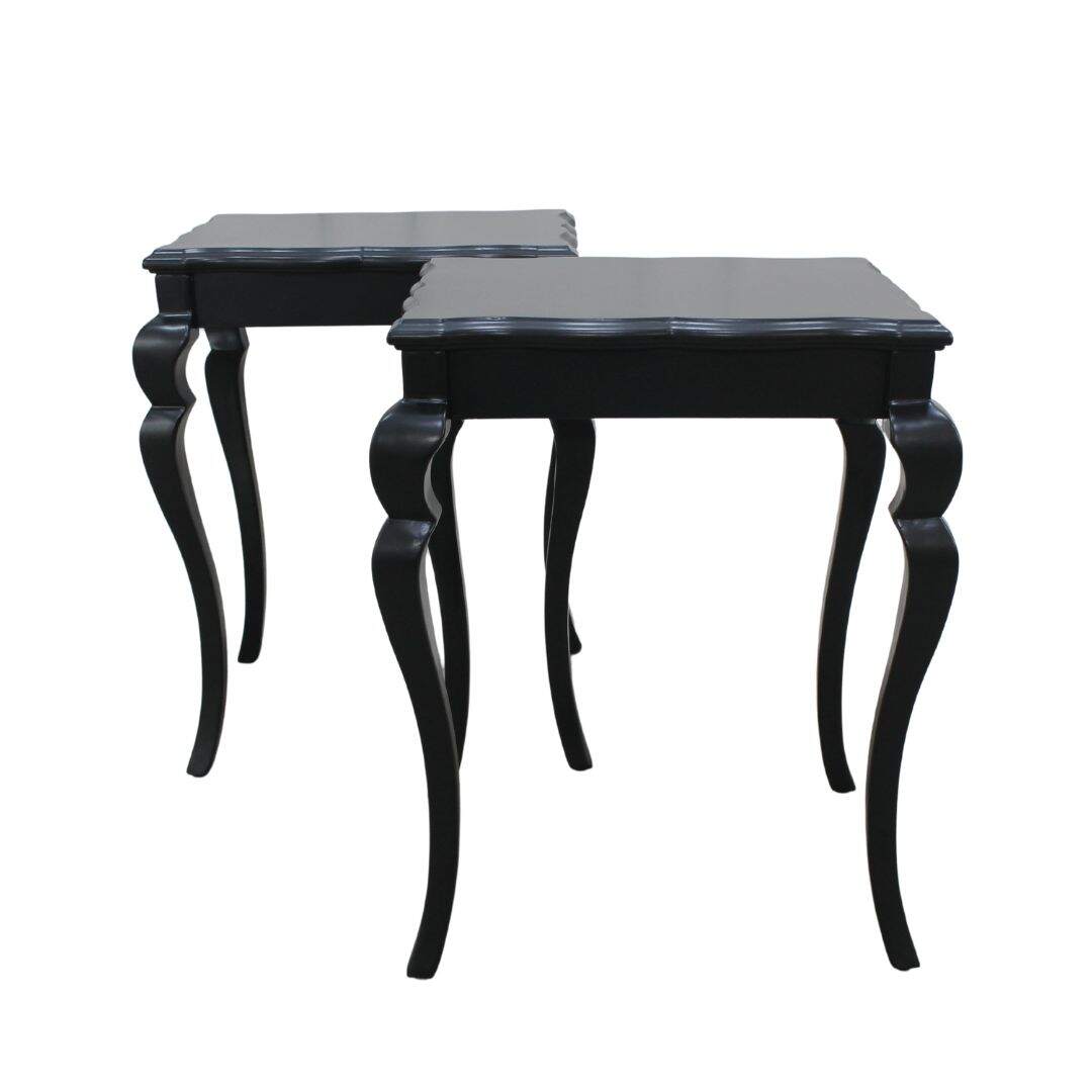 Pair of black side tables with curvy legs