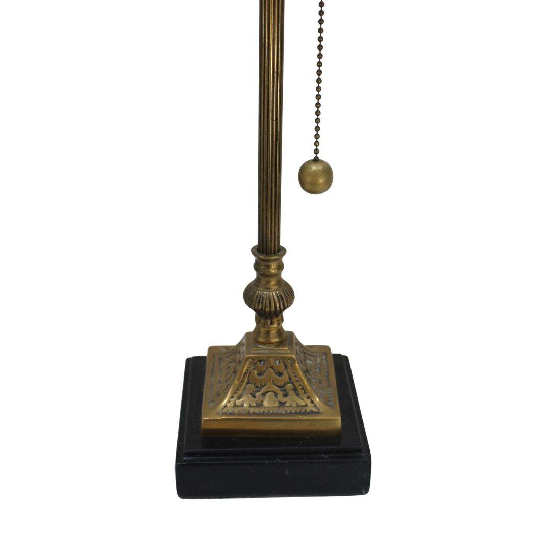 Pair of brass candlstick lamps with palm leaf detail