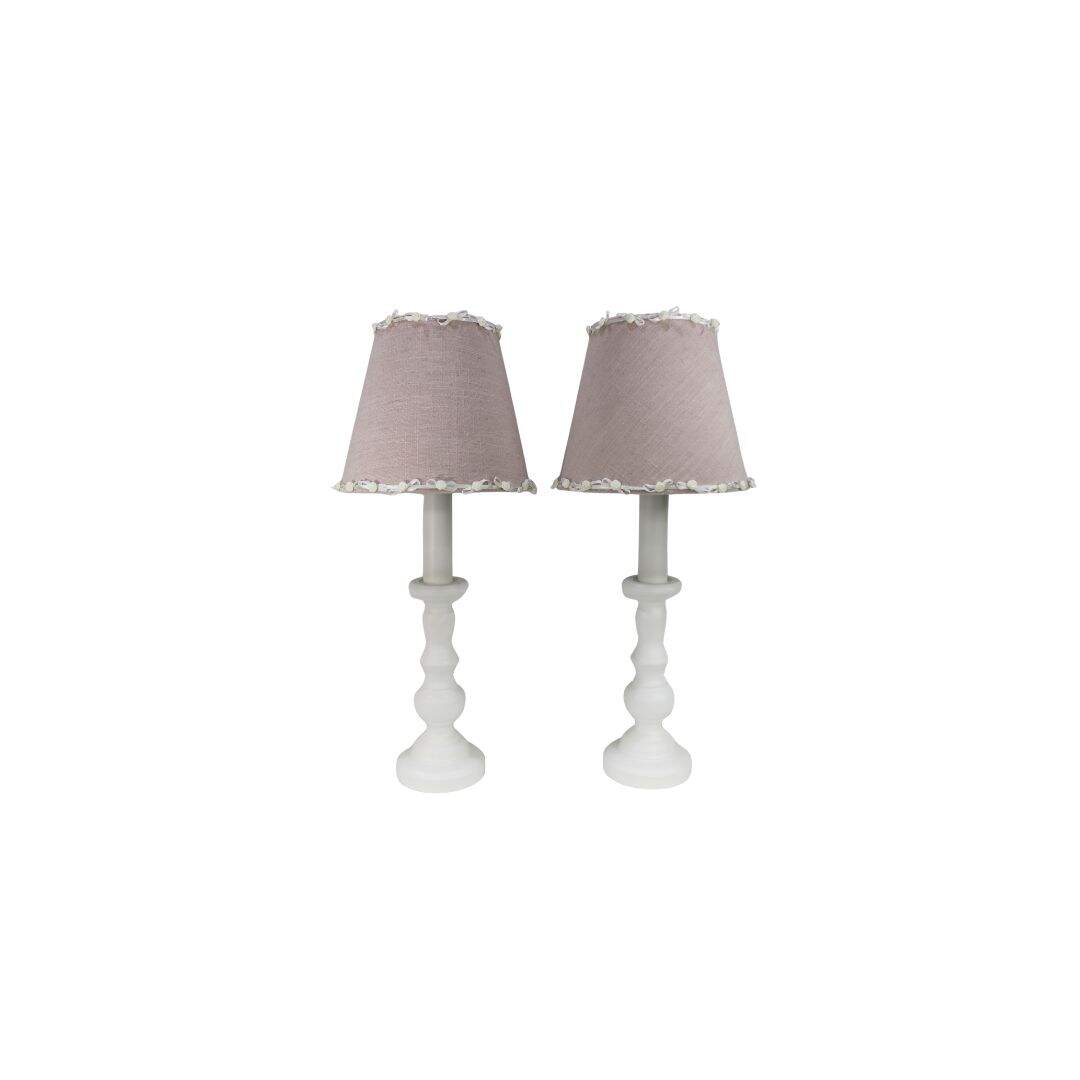 pair candlestick lamps with pink shades