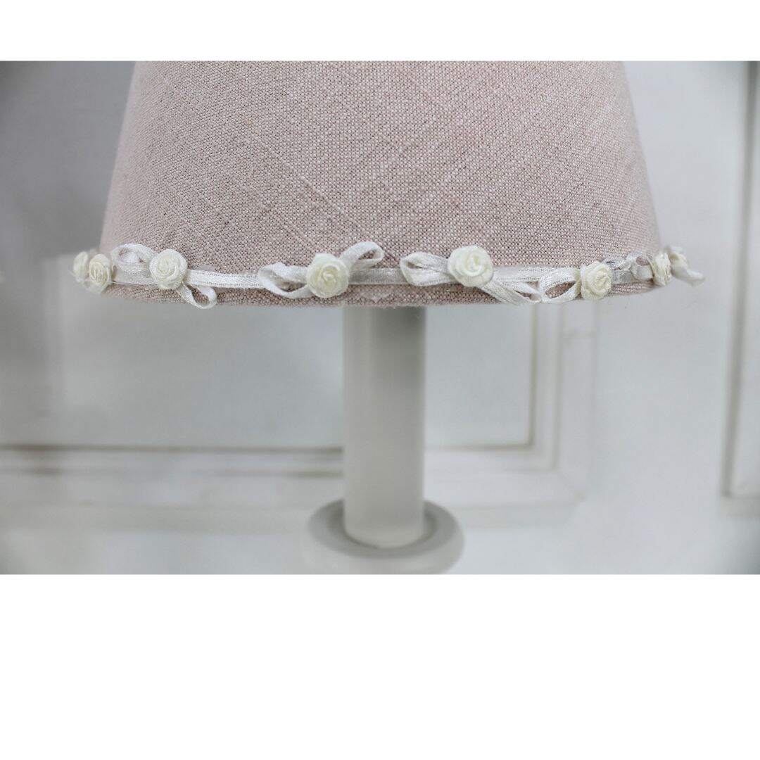pair candlestick lamps with pink shades