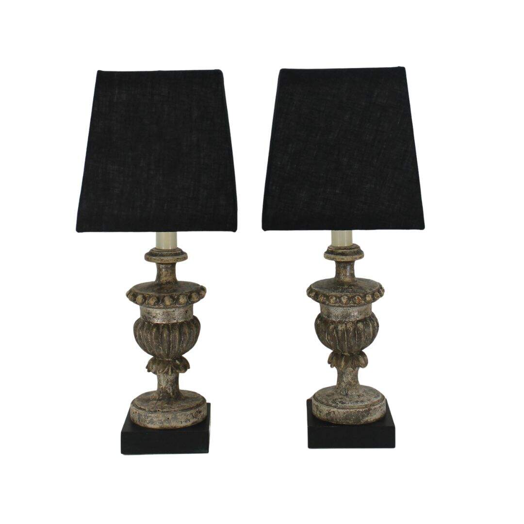 Italian carved silver leaf lamps