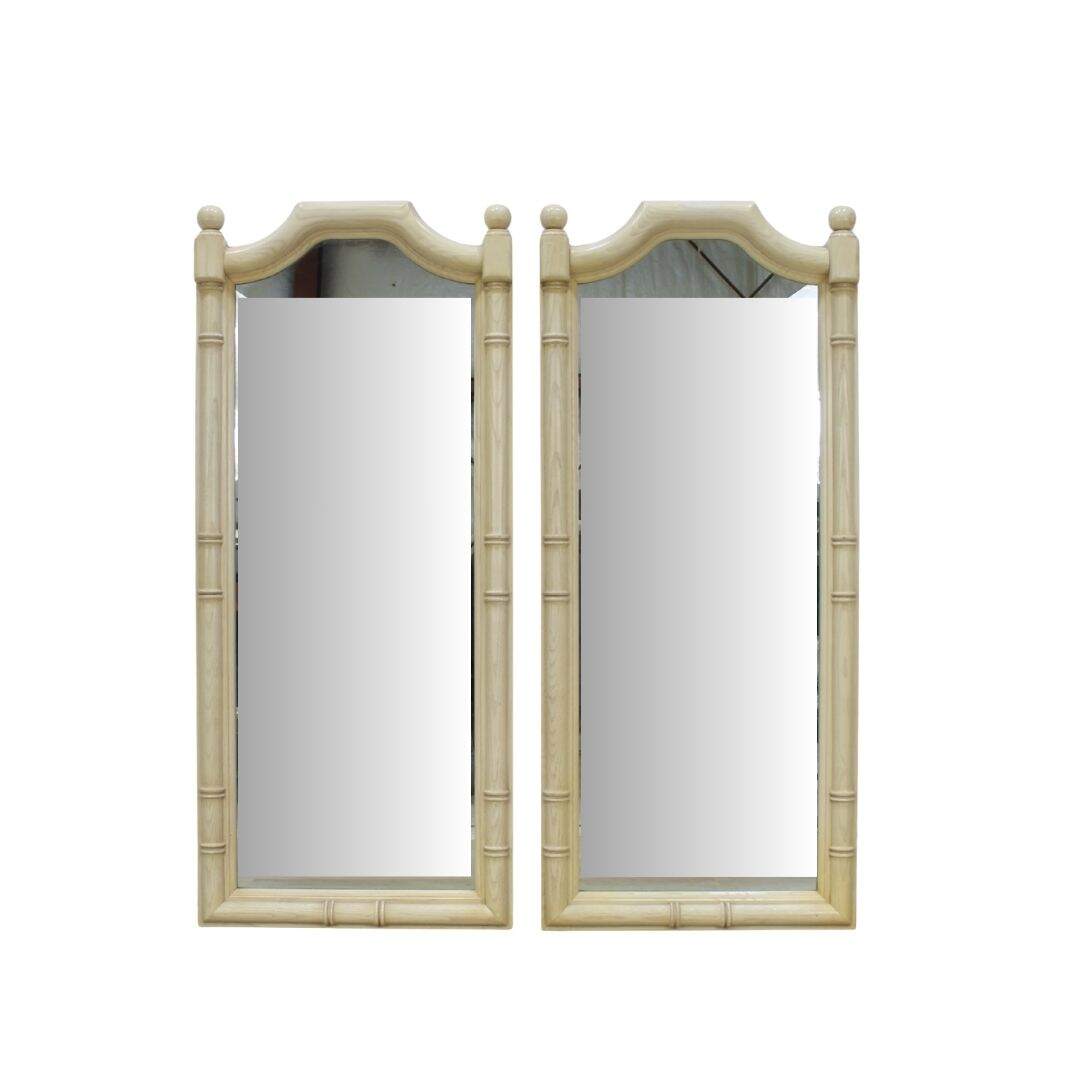 Pair of faux bamboo mirrors, unpainted