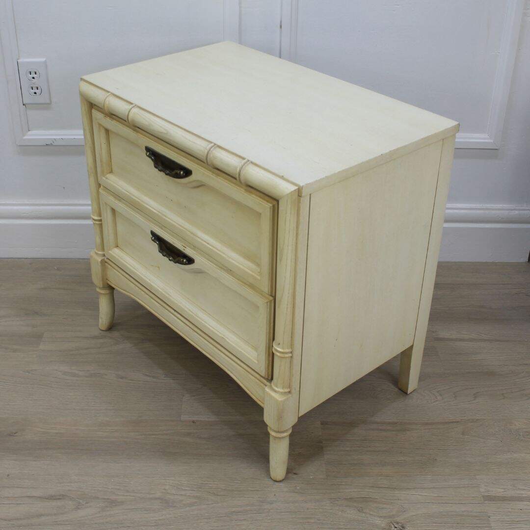 Pair of faux bamboo night tables, unpainted