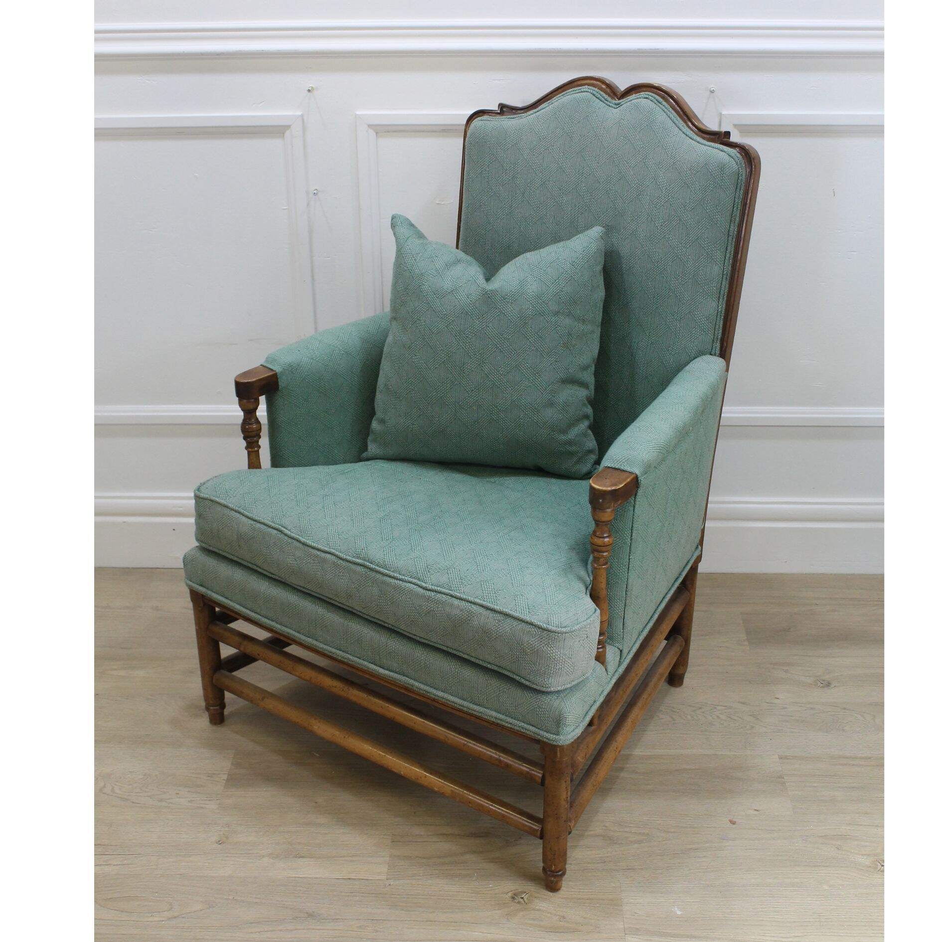 Pair of French country chair with green fabric