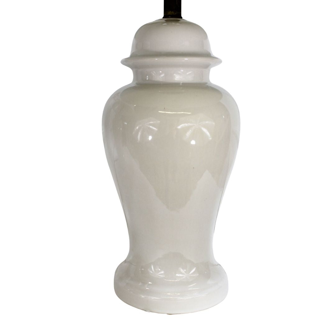 Pair of ivory ceramic temple jar lamps