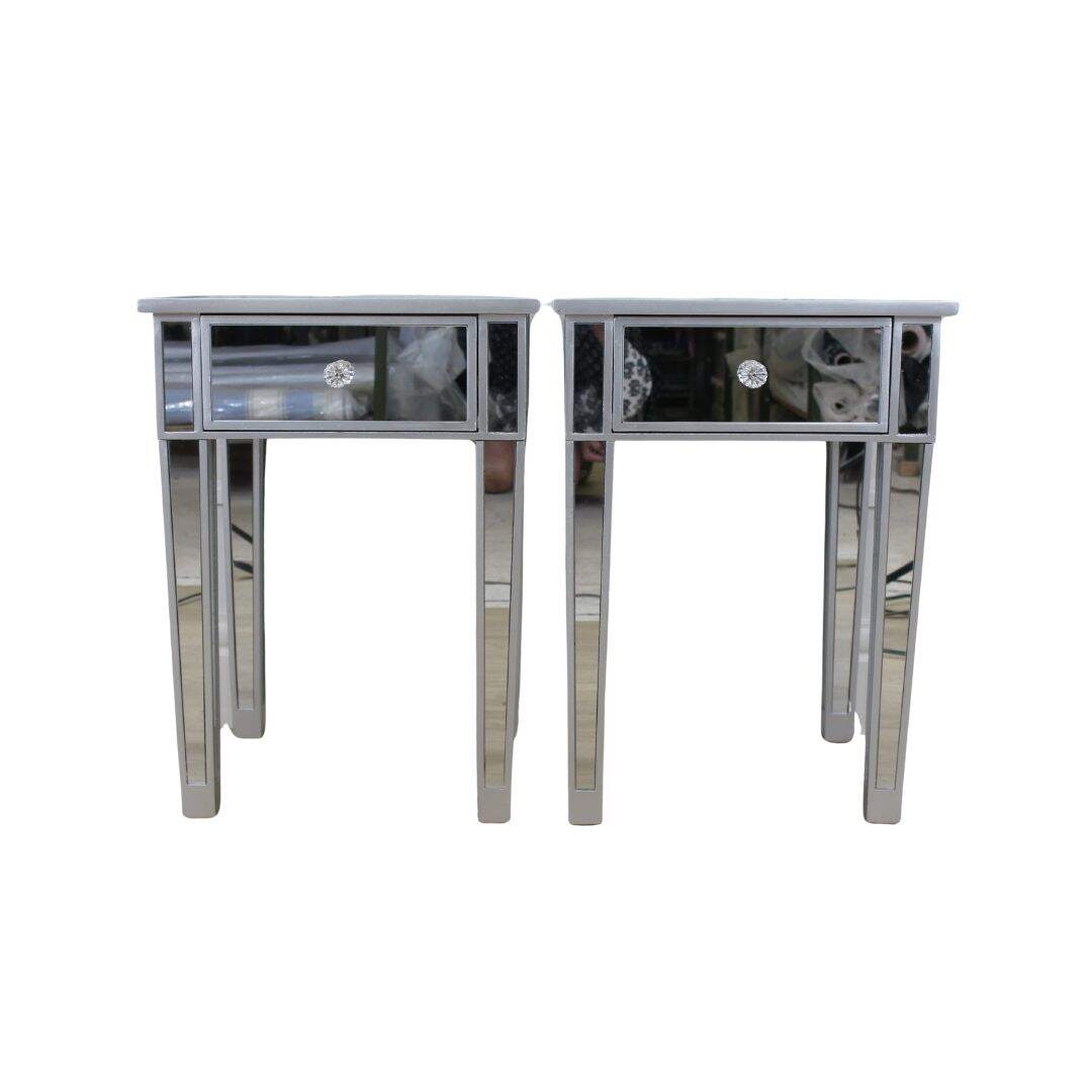 pair of mirrored night tables