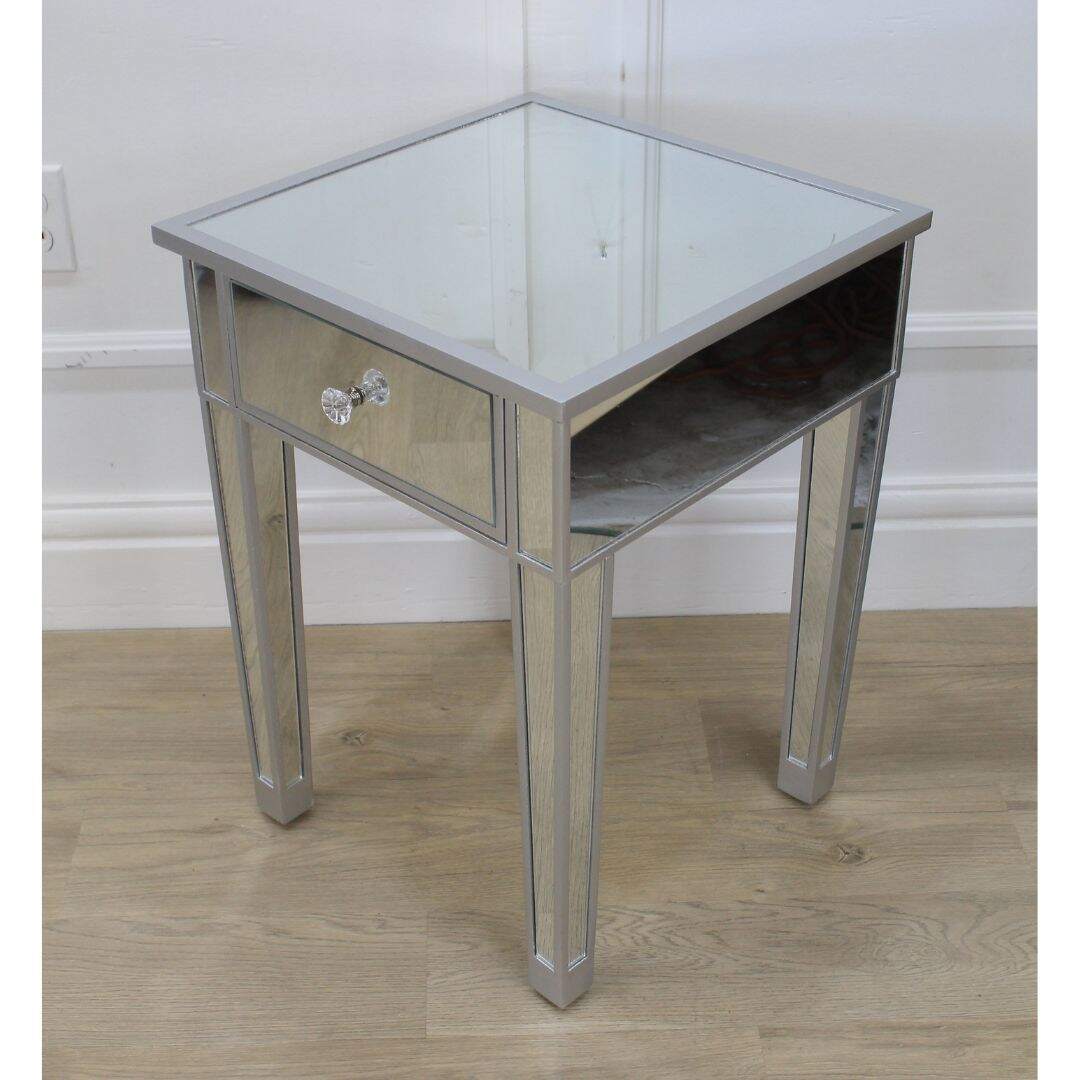 pair of mirrored night tables