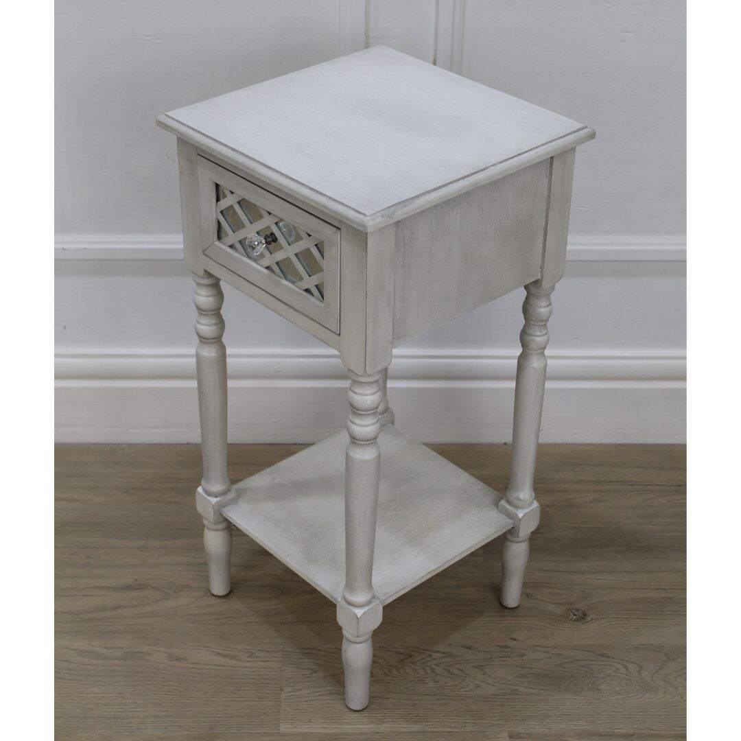 Pair of night tables with lattice front drawers