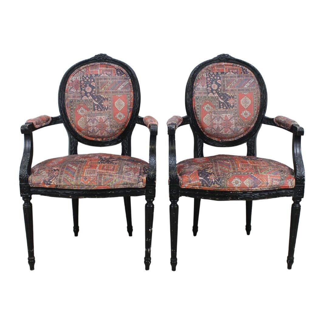 Pair oval back chairs French chairs