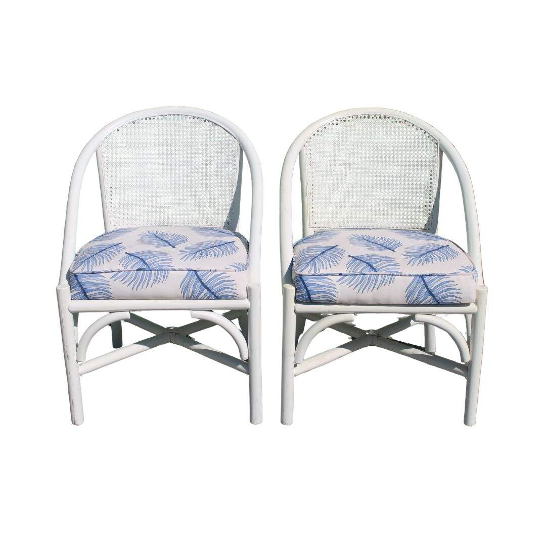 Pair of rattan chairs with caned backs, unfinished