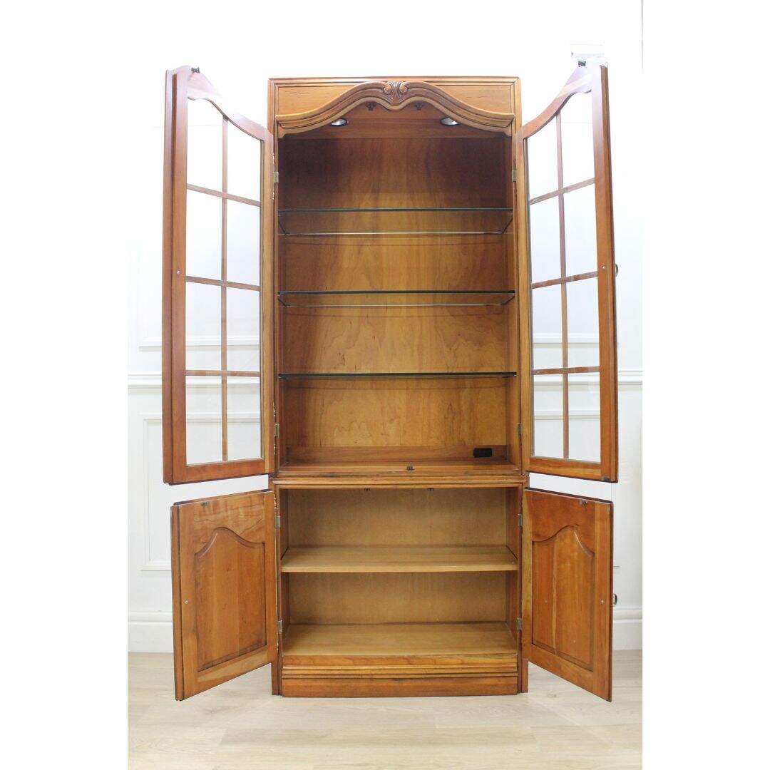 pair solid wood bookcases with glass paned doors