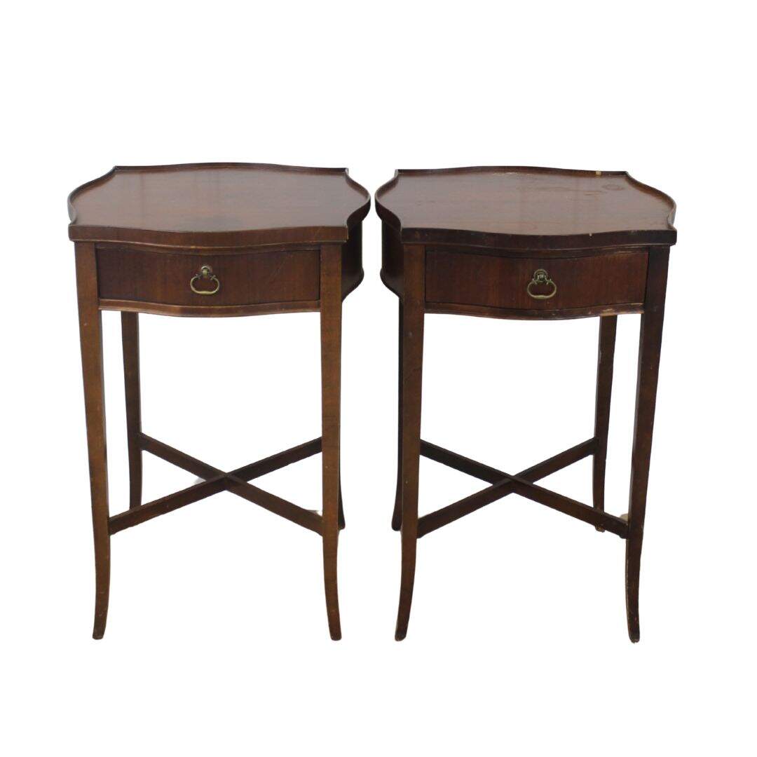 Pair of night tables with mahogany veneer, unpainted