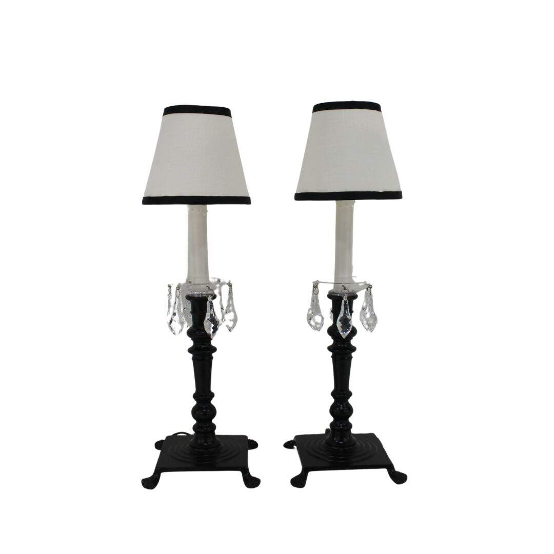 pair of table lamps with black bases