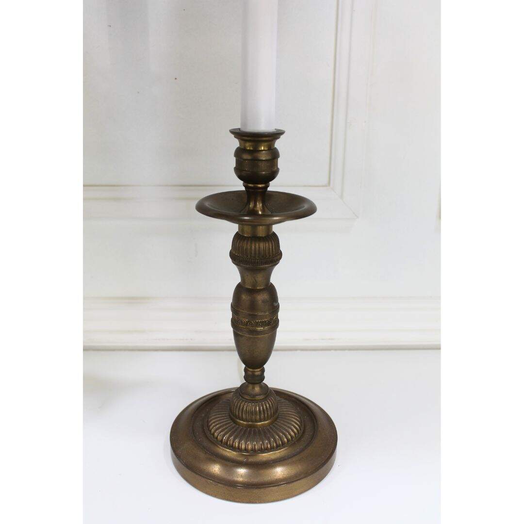 Pair of brass candlestick lamps