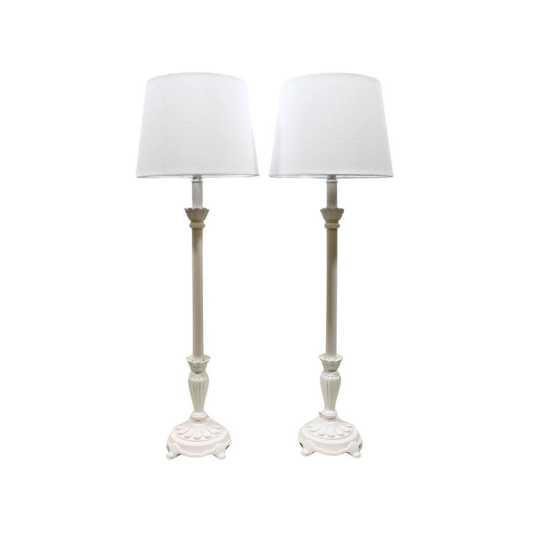 pair white candlestick lamps