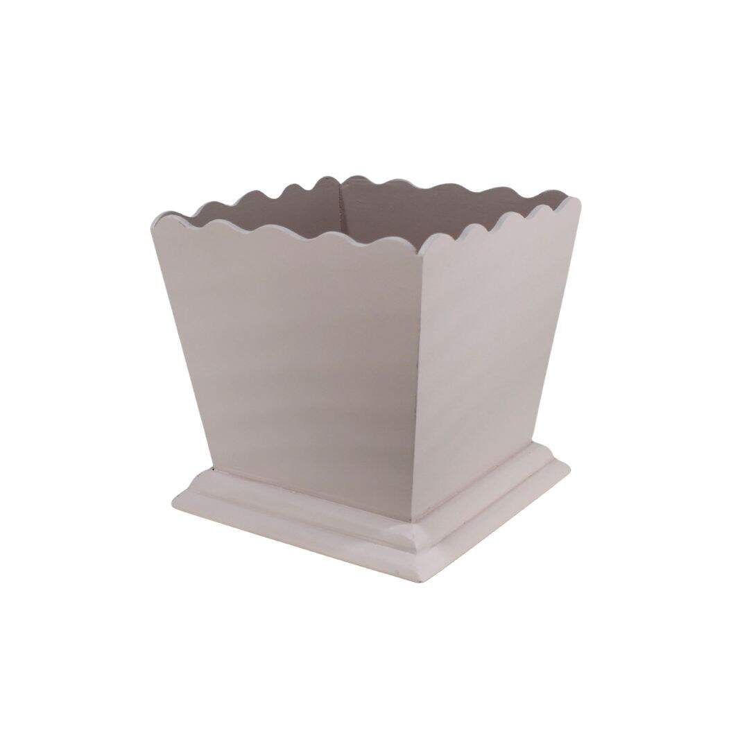 Pale pink wooden waste basket