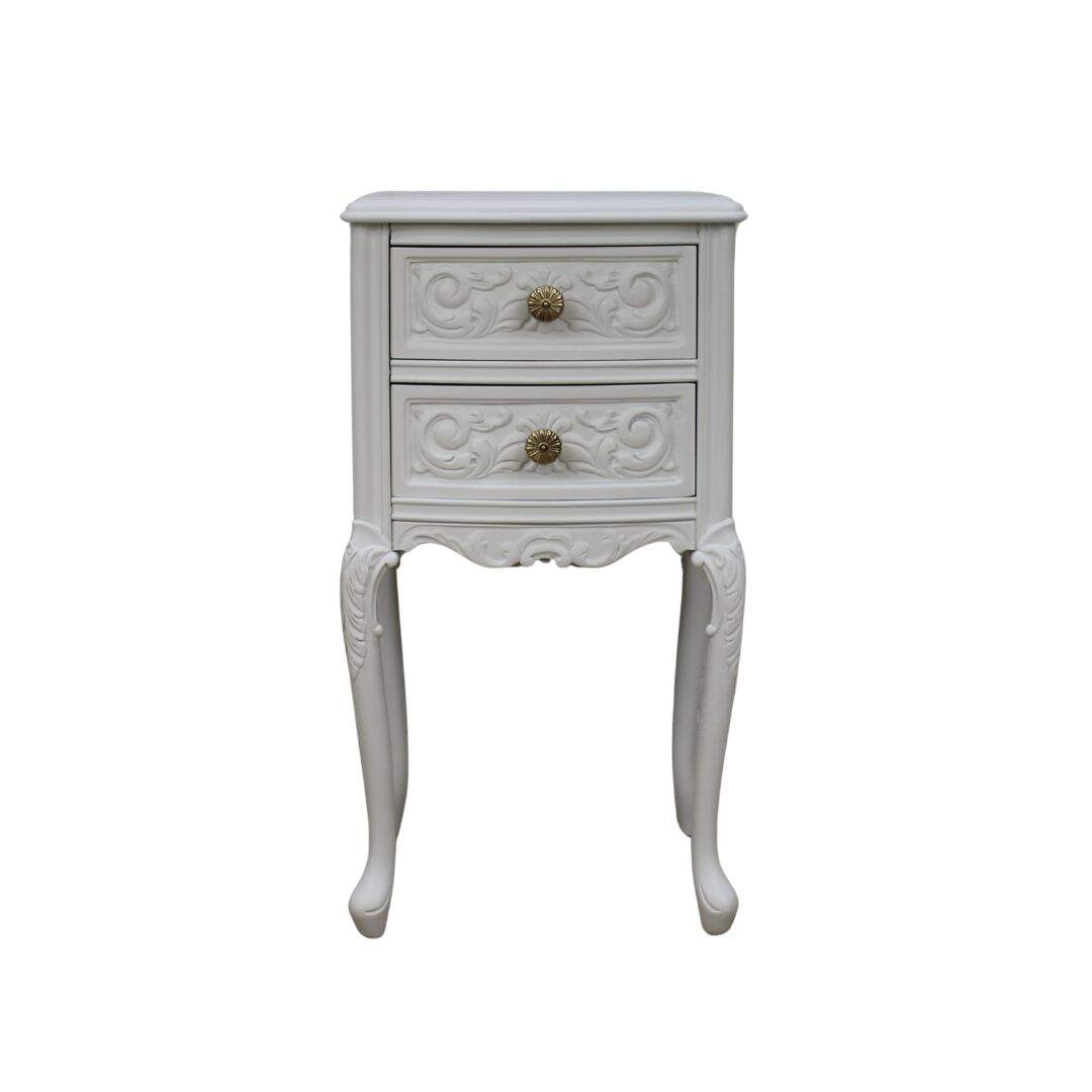 Petite night table with carving
