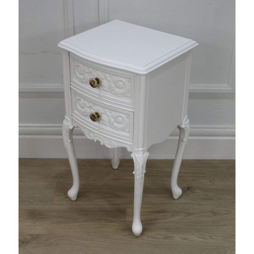 Petite night table with carving