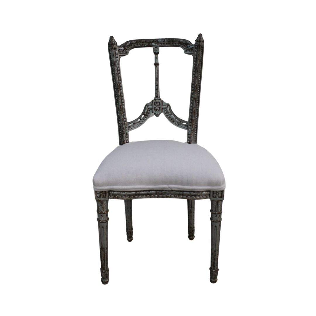 petite silver distressed chair