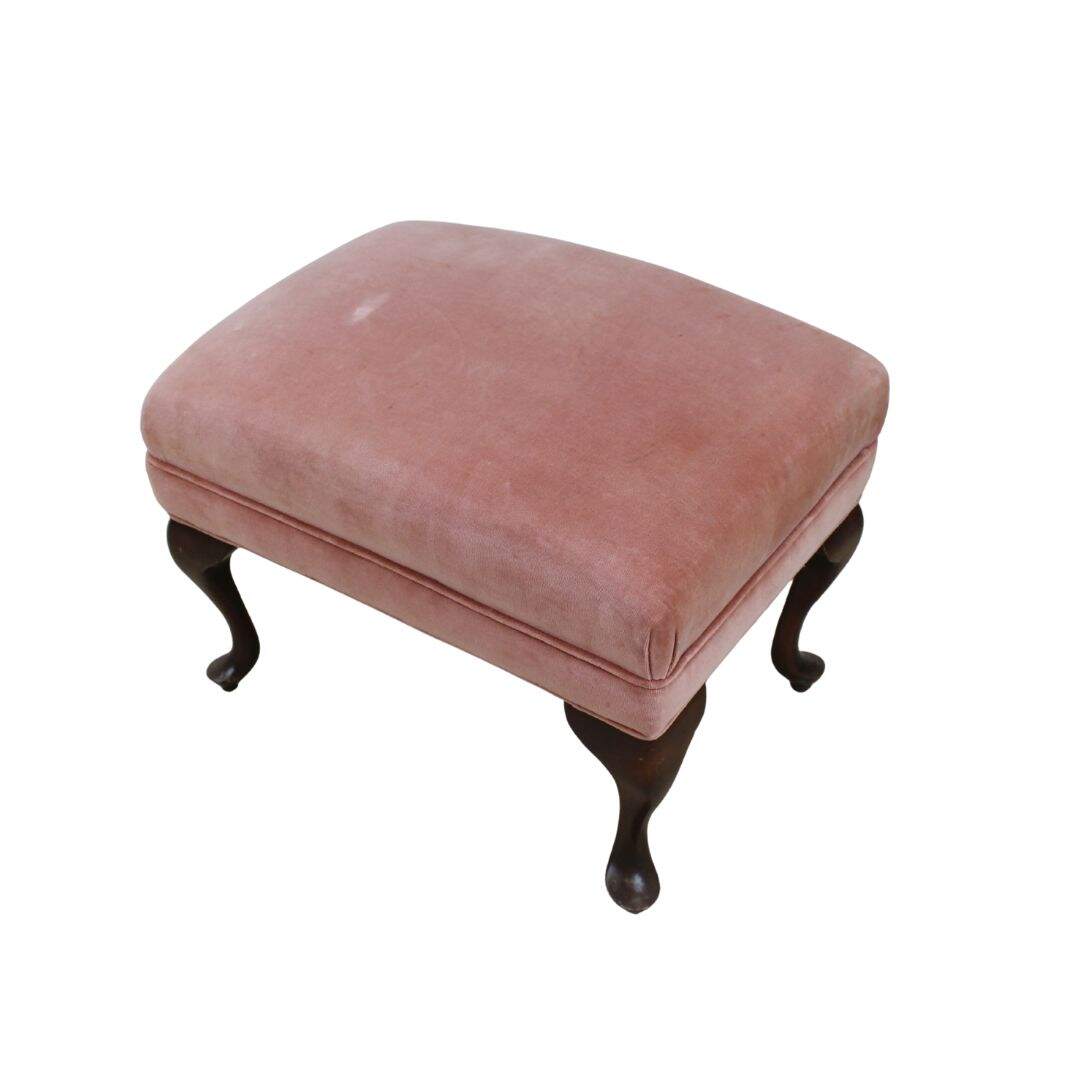 pink velvet stool, unfinished