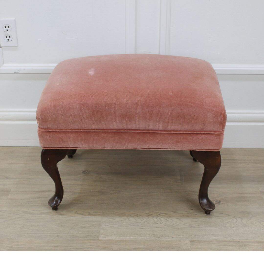 pink velvet stool, unfinished