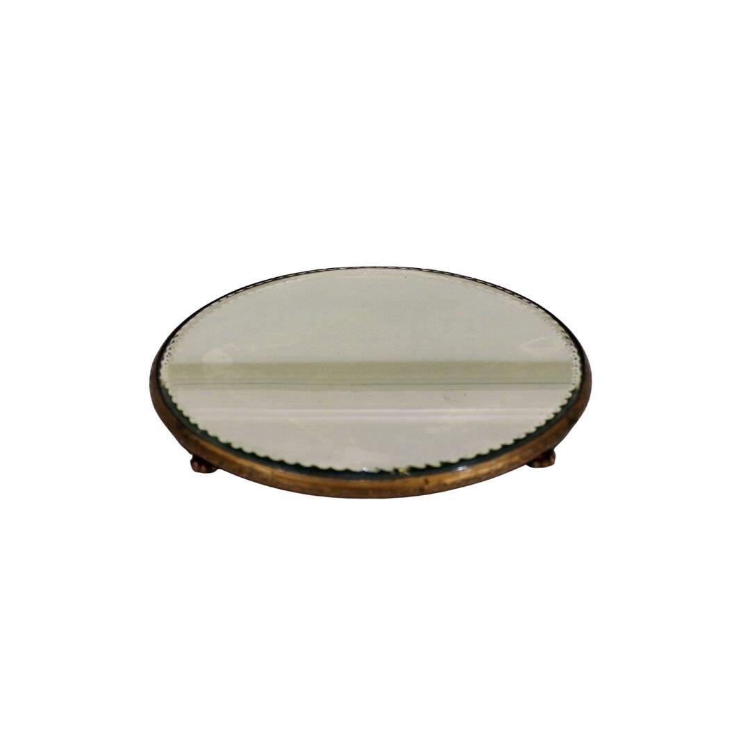 Round mirrored vanity tray