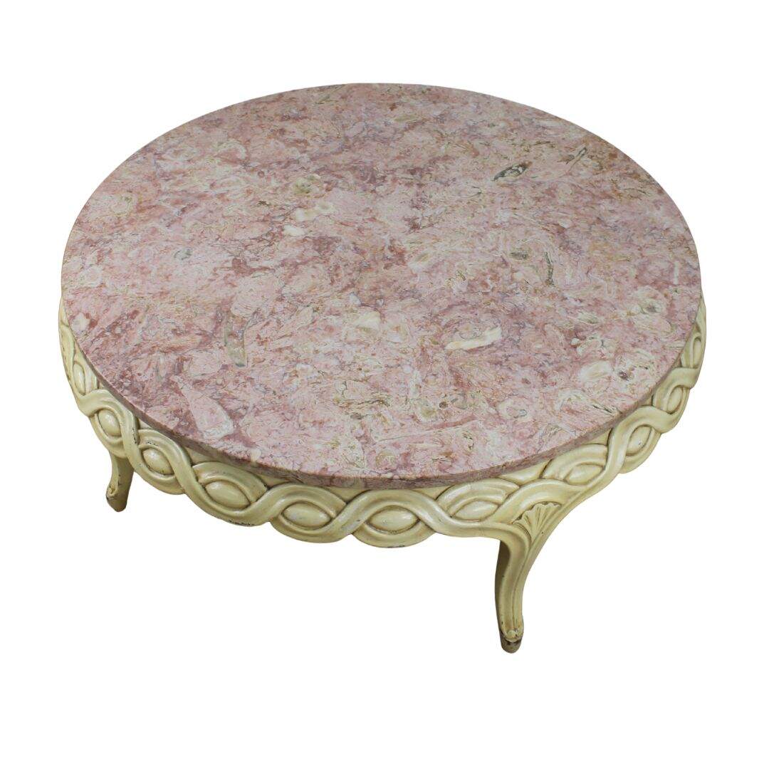 round marble topped coffee table, unpainted