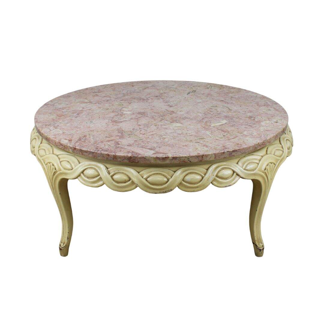 round marble topped coffee table, unpainted