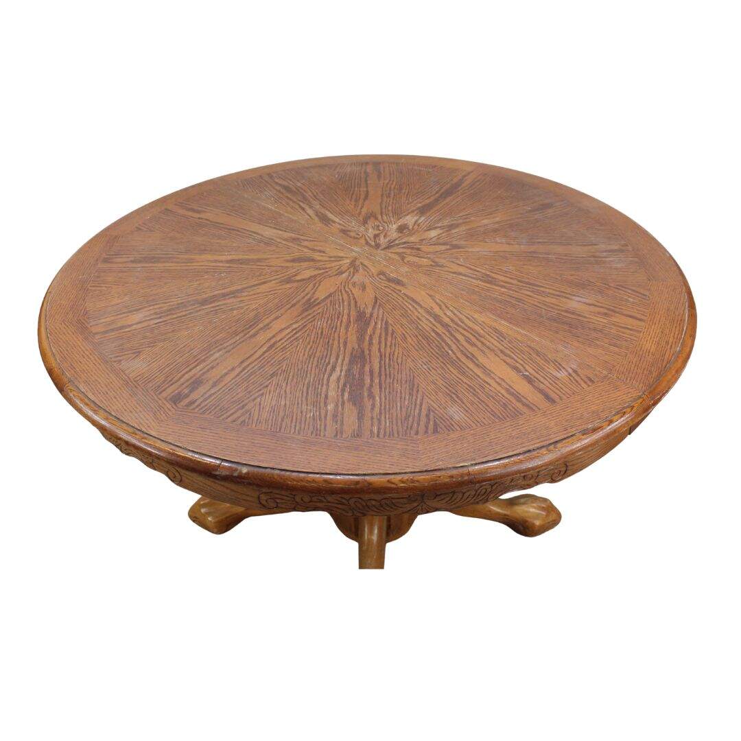 Round oak pedestal table, unfinished